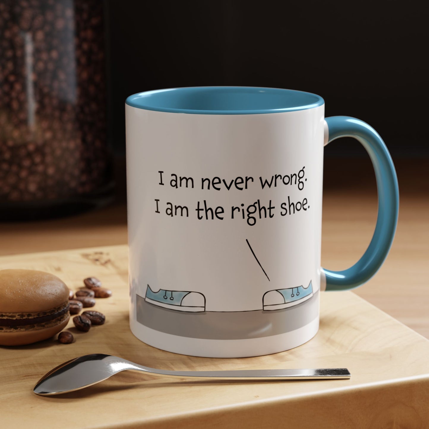 Funny Pun Joke With Converse Sneakers Arguing Who Is Right And Wrong 11oz Accented Mug