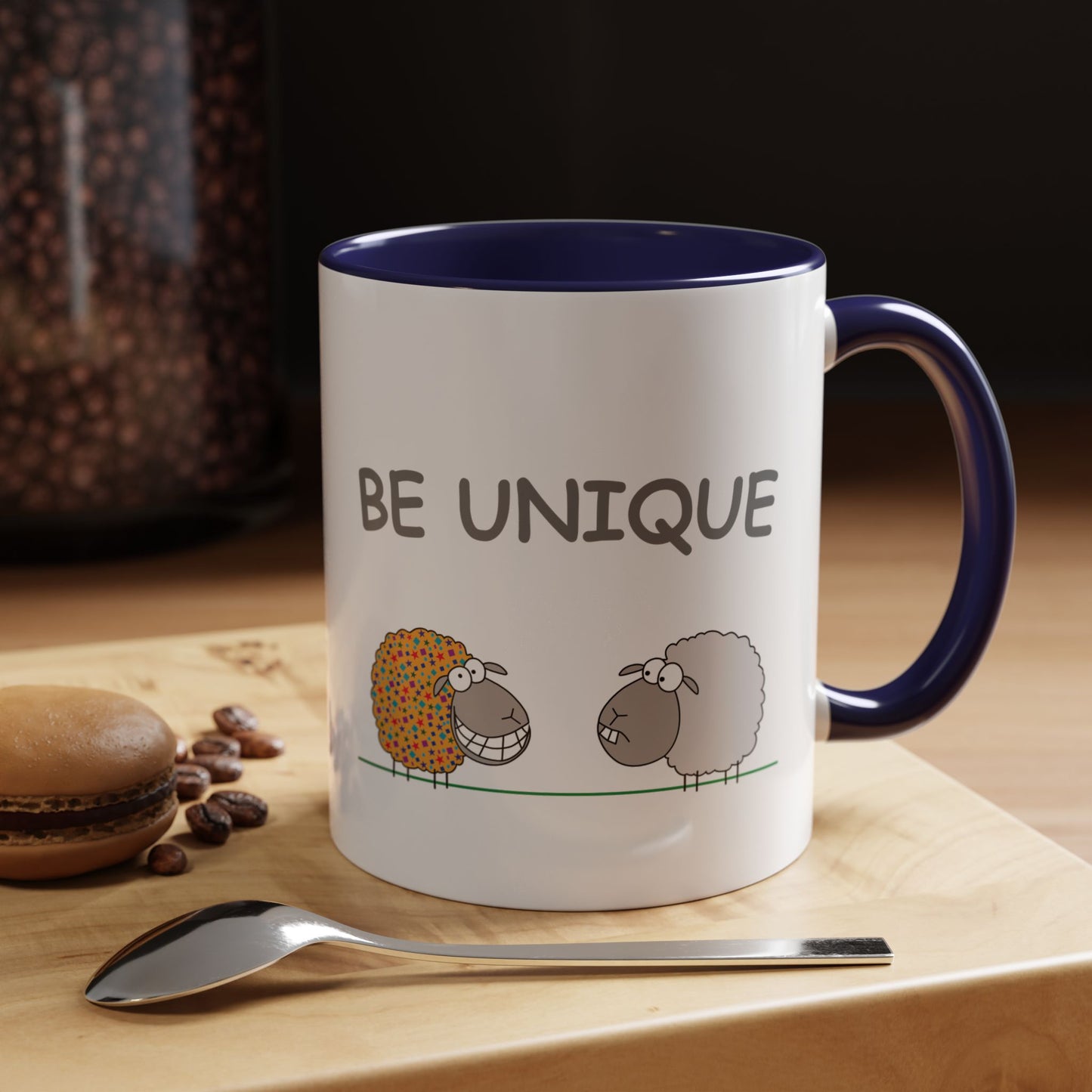 Mug With Cute Sheep Art And Be Unique Optimistic Message For Positive Children Two-Tone Mug 11-15oz
