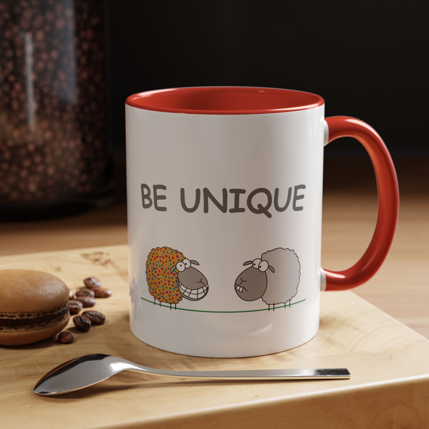 Mug With Cute Sheep Art And Be Unique Optimistic Message For Positive Children Two-Tone Mug 11-15oz