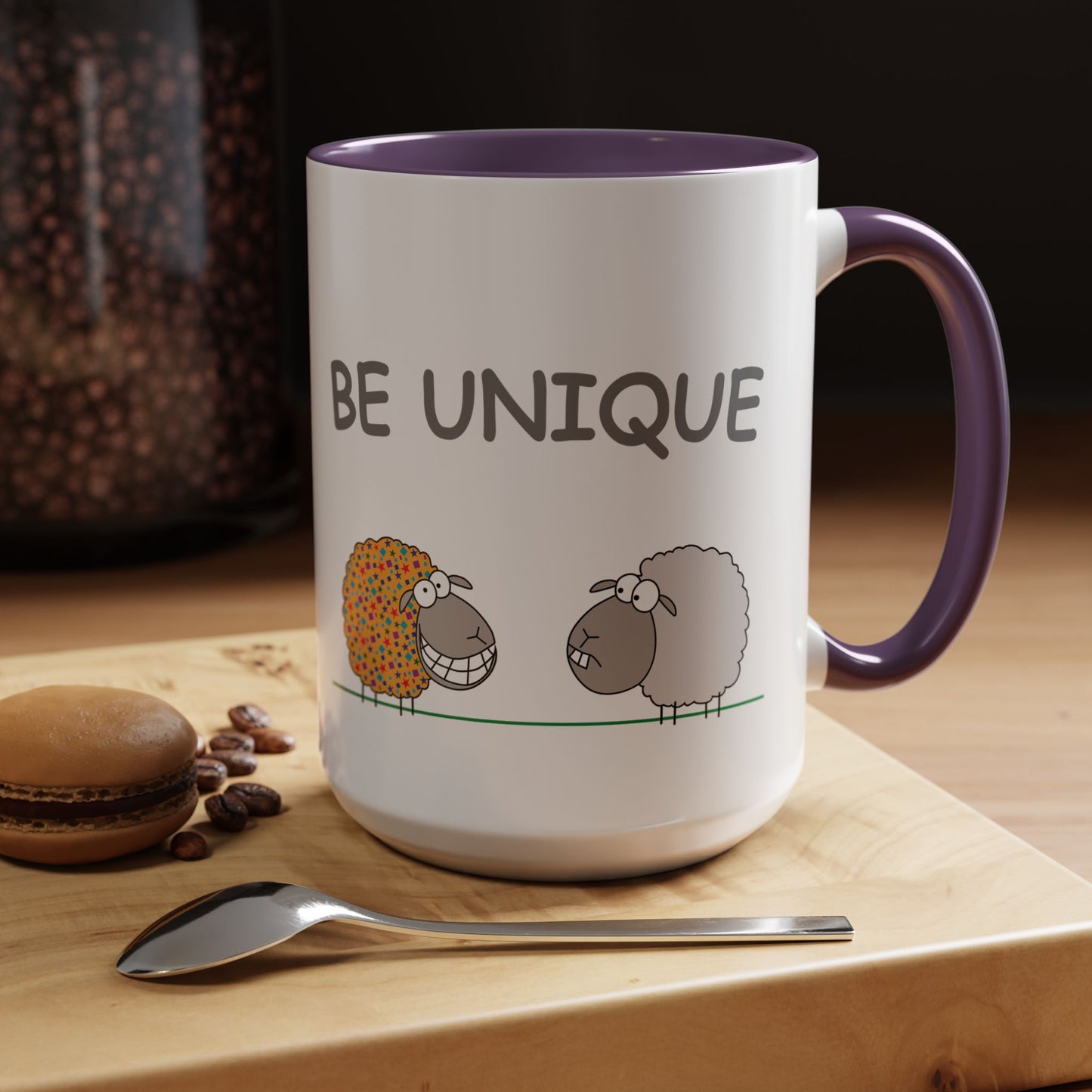 Mug With Cute Sheep Art And Be Unique Optimistic Message For Positive Children Two-Tone Mug 11-15oz