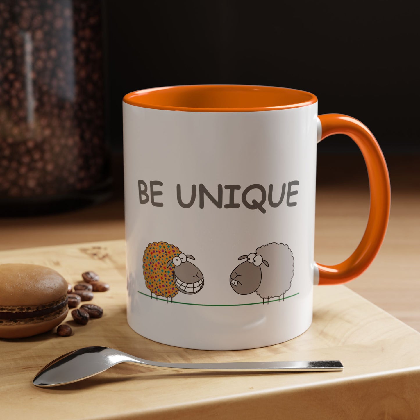 Mug With Cute Sheep Art And Be Unique Optimistic Message For Positive Children Two-Tone Mug 11-15oz