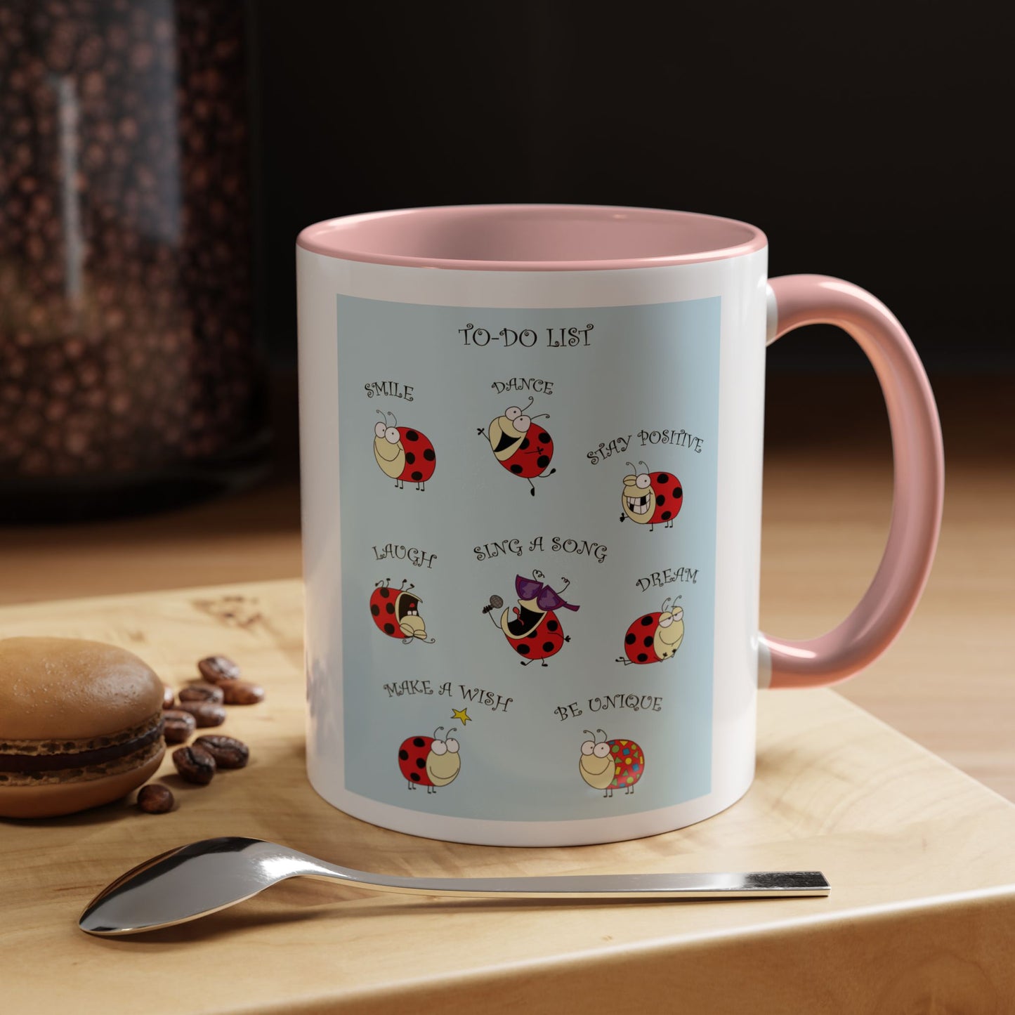 Mug  With Funny Ladybug And To-Do List And Positive Messages Accent Coffee Mug 11 and 15oz