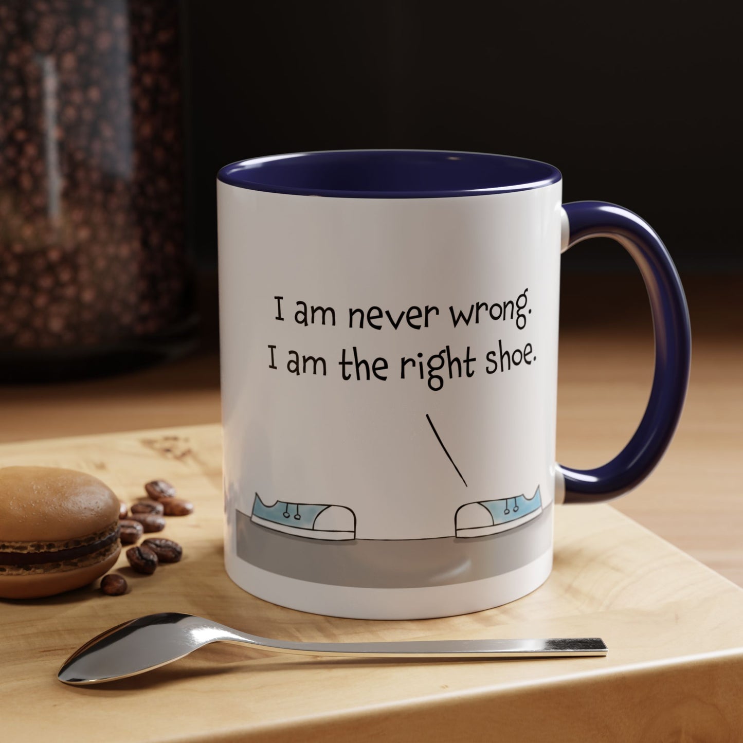 Funny Pun Joke With Converse Sneakers Arguing Who Is Right And Wrong 11oz Accented Mug