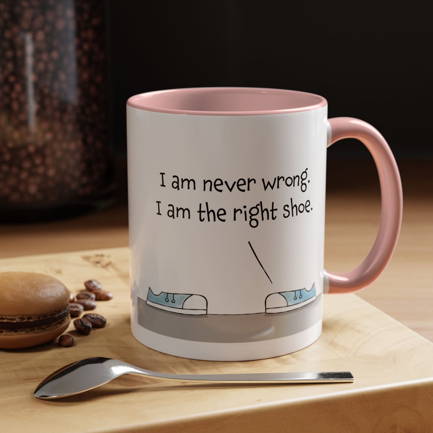 Funny Pun Joke With Converse Sneakers Arguing Who Is Right And Wrong 11oz Accented Mug