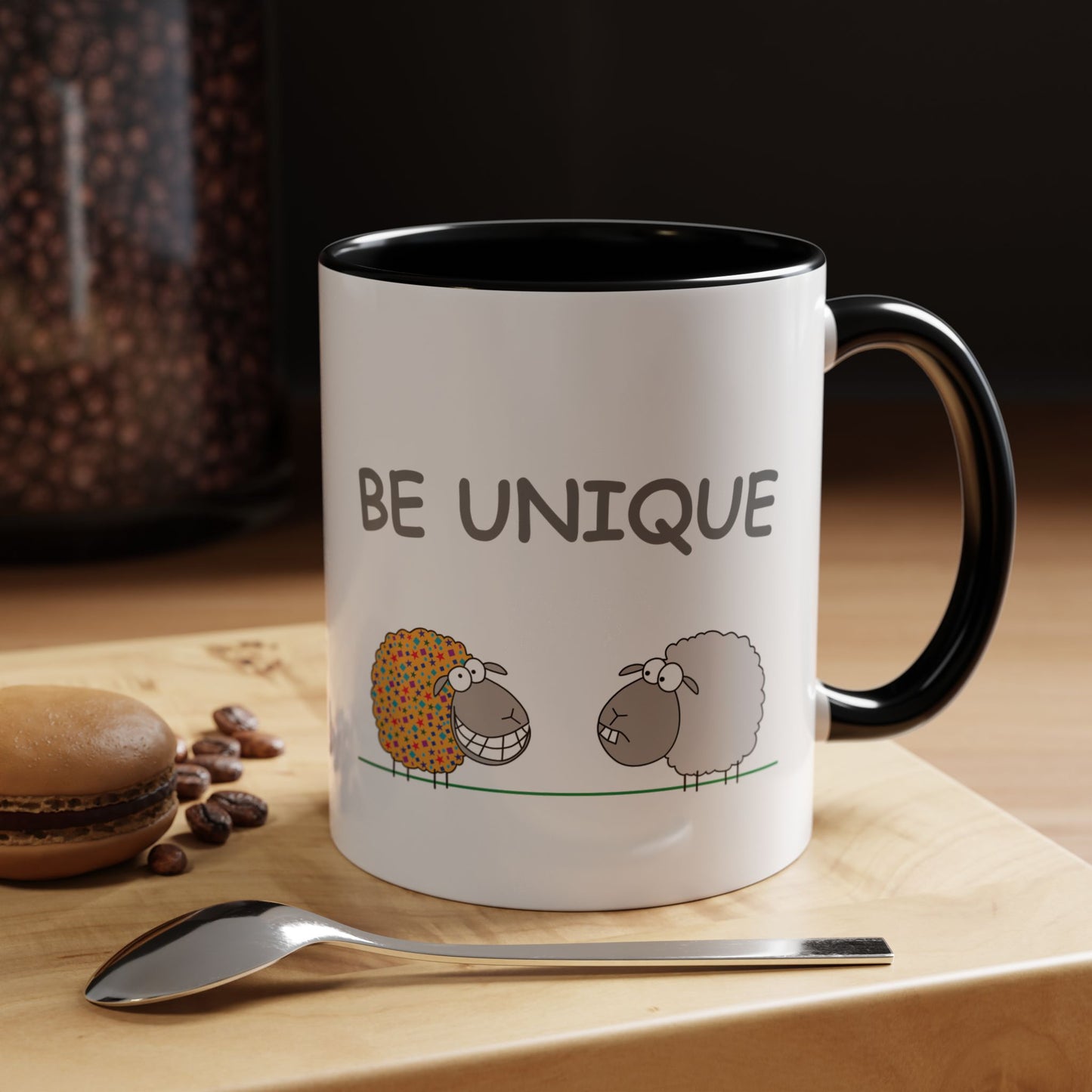 Mug With Cute Sheep Art And Be Unique Optimistic Message For Positive Children Two-Tone Mug 11-15oz