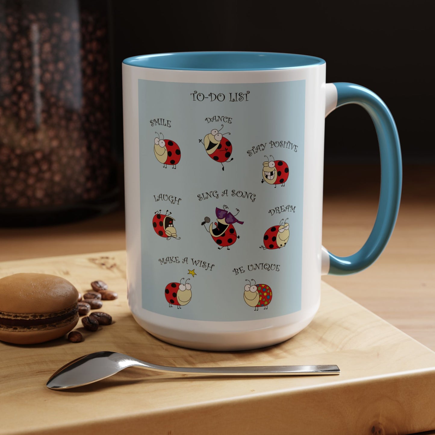 Mug  With Funny Ladybug And To-Do List And Positive Messages Accent Coffee Mug 11 and 15oz