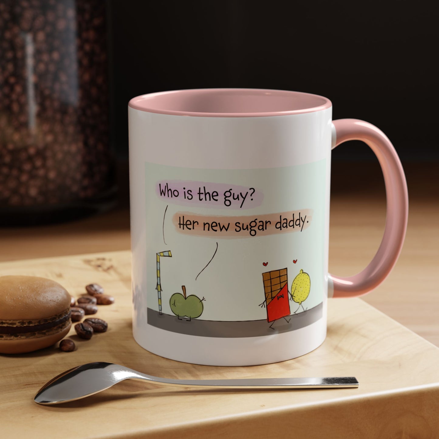 Pun With the Chocolate Sugar Daddy And The Lemon Girlfriend Accent Coffee Mug 11oz