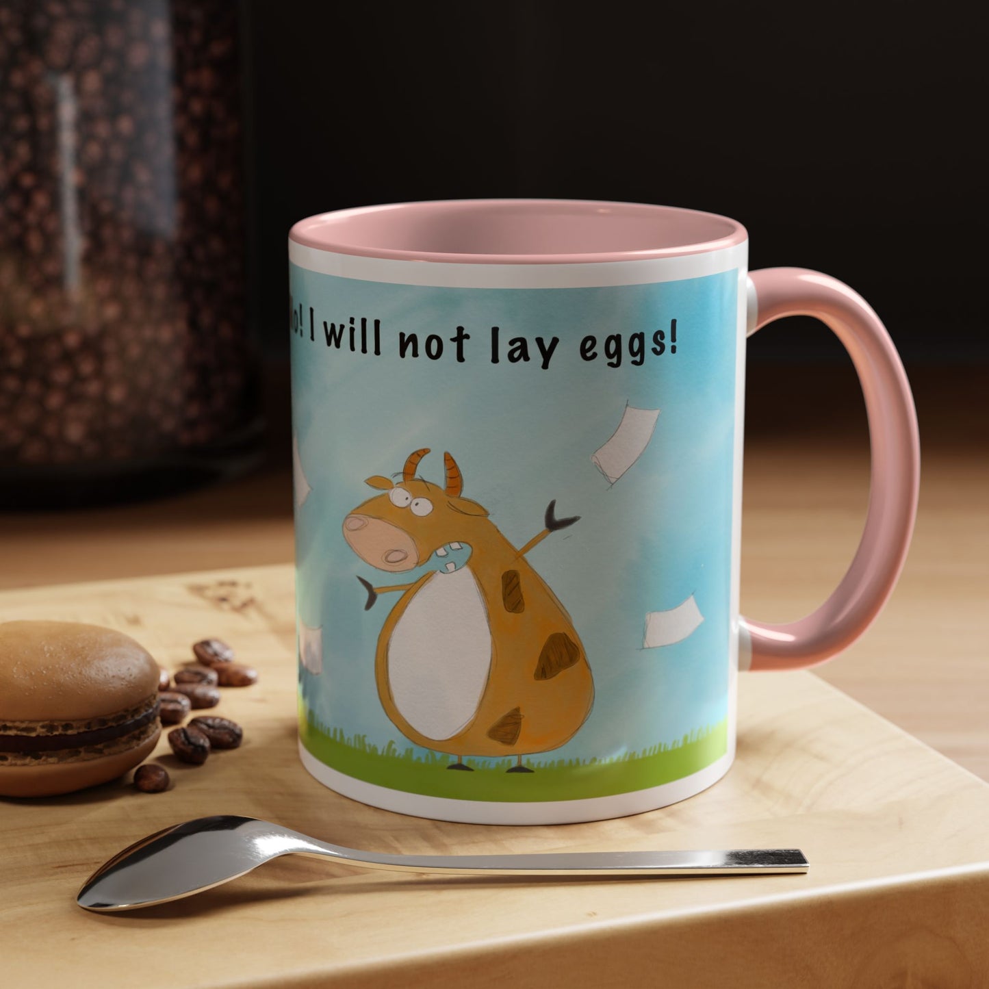 Funny Cow Laying Eggs Accent Coffee Mug 11oz and 15oz