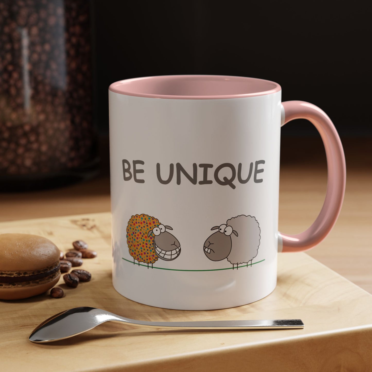 Mug With Cute Sheep Art And Be Unique Optimistic Message For Positive Children Two-Tone Mug 11-15oz