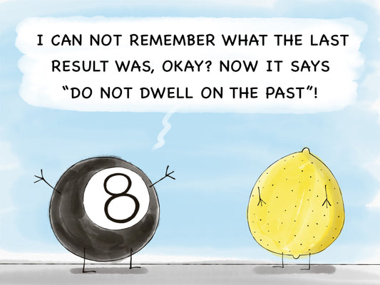 A Funny Pun With Eight Ball Telling The Past And The Future To A Silly Lemon cartoon Accent Coffee Mug 11oz
