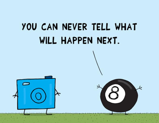 Funny Pun With Eight Ball Telling The Future To A Blue Digital Camera Cartoon Accent Coffee Mug 11oz
