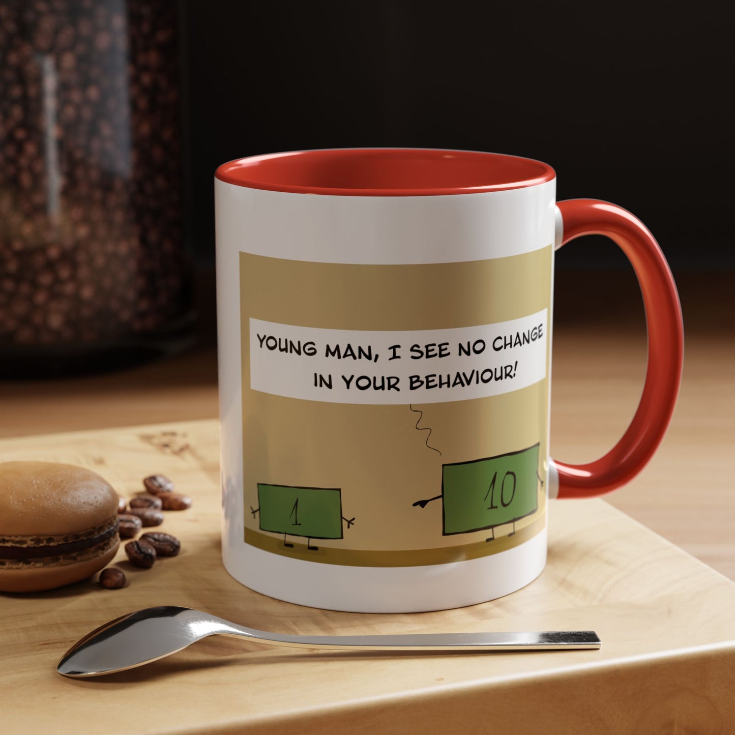 Funny Pun About Parenting With Angry Parent Banknote And Bad Child Banknote Accent Coffee Mug 11oz