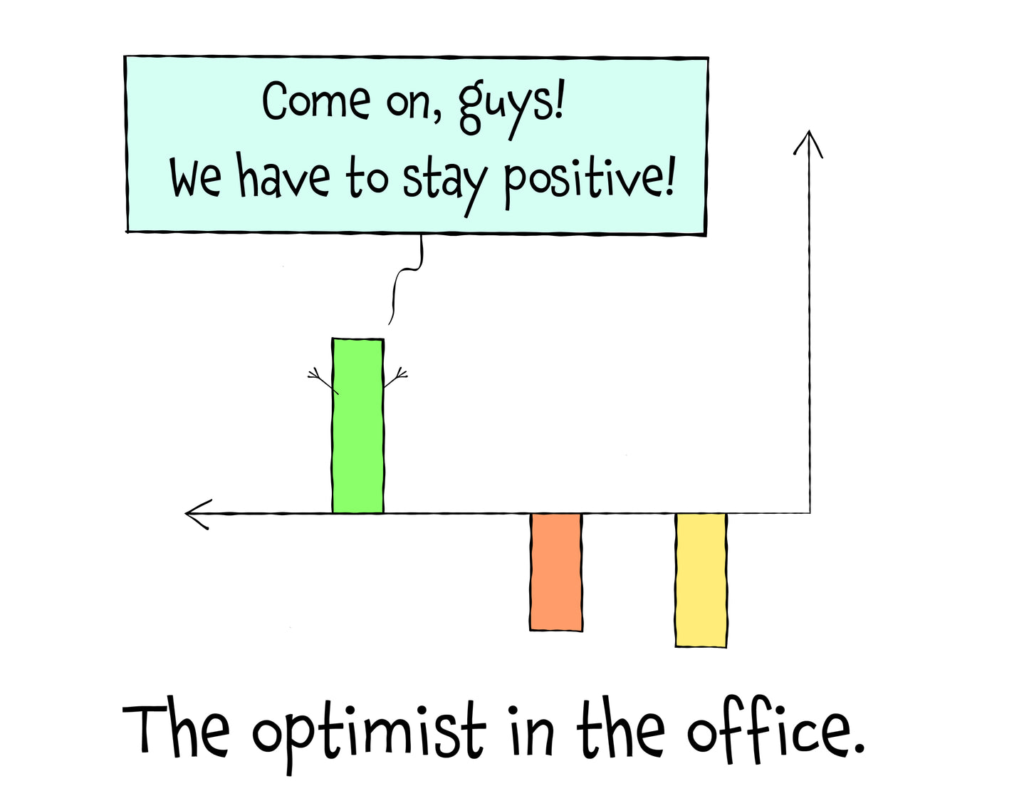 The Optimist In The Office And Positive Attitude pun joke colorful accent coffee mug 11oz and 15oz