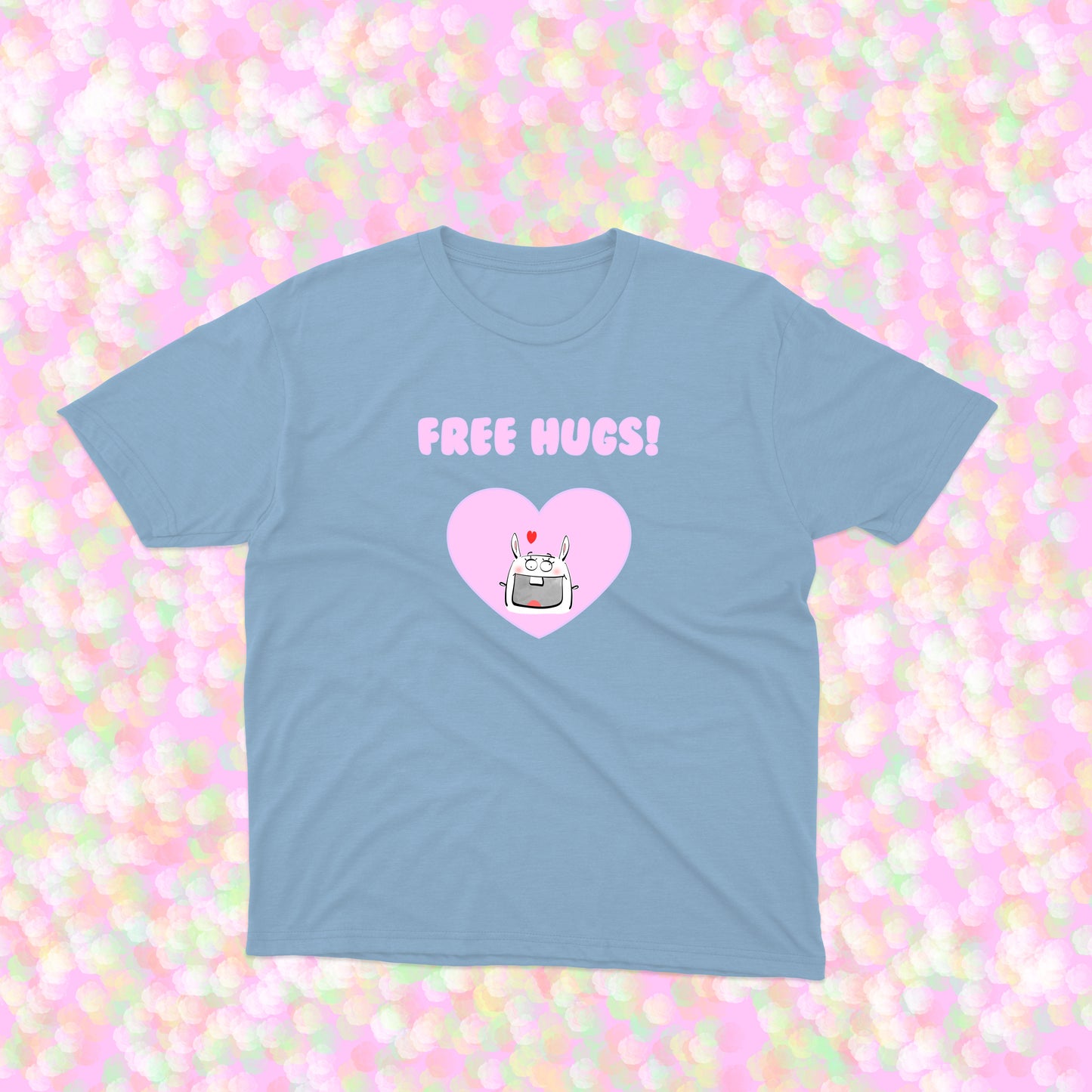 Funny White Bunny And Free Hugs With A Big Pink Heart T-shirt for Infant girls