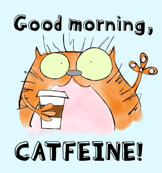 Lovers Caffeine Mug With A Funny Orange Cat Pun Drinking From Starbucks Coffee 11oz and 15oz Accented Mug