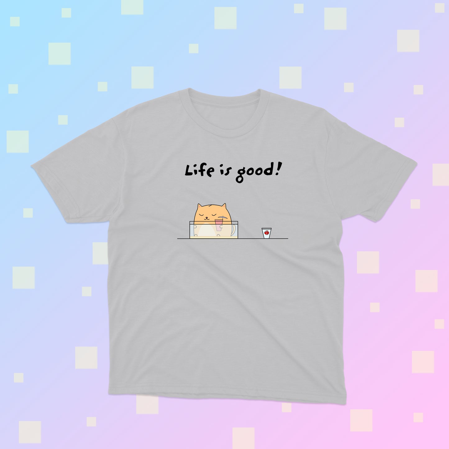 Life Is Good Funny Orange Cat Sitting In A Fish Tank Sipping A Cocktail Youth Tee