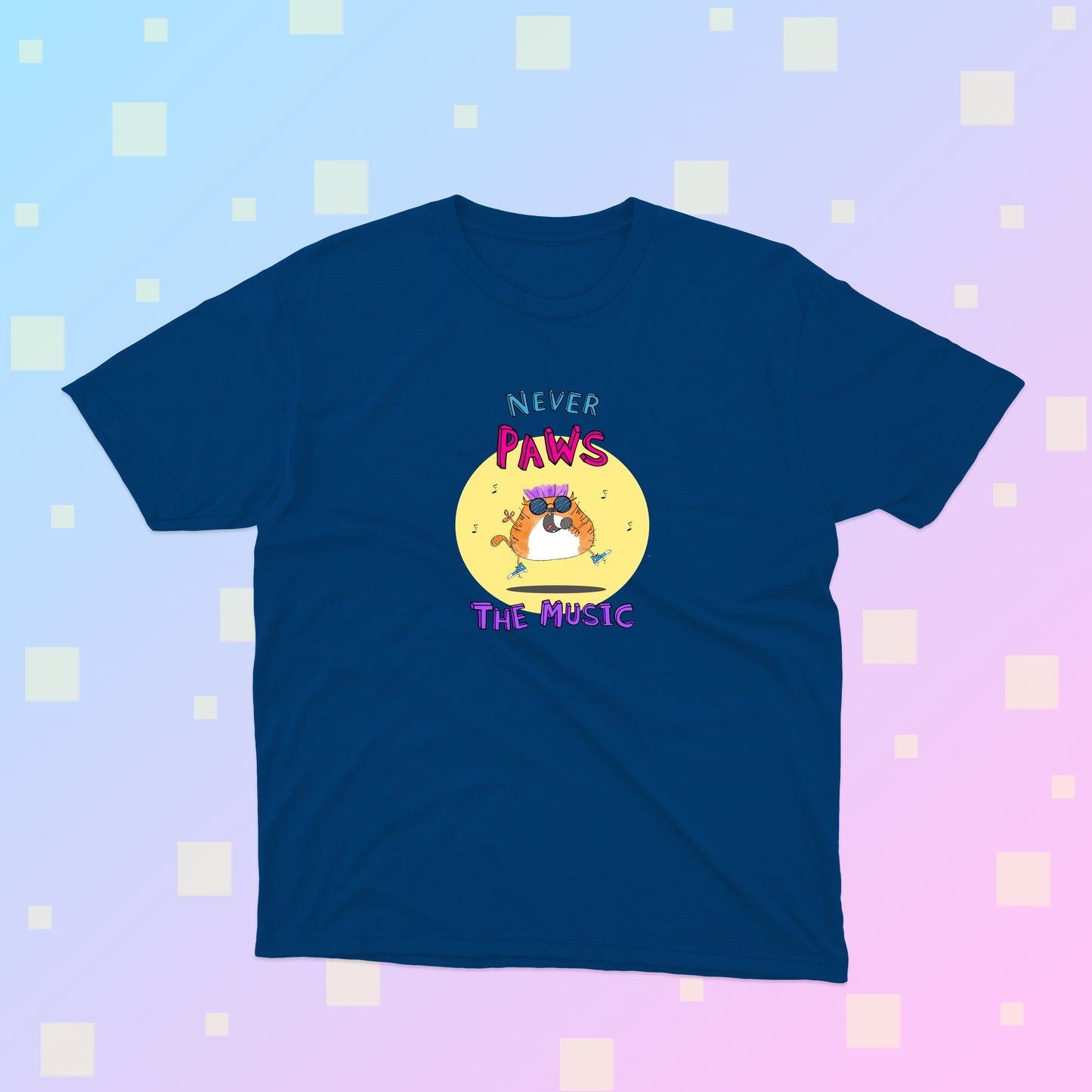 Funny Cat Pun Never Pause The Music classic t-shirt for pre-teens and teenagers