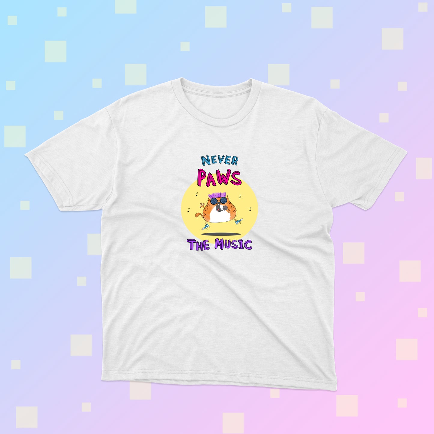 Funny Cat Pun Never Pause The Music classic t-shirt for pre-teens and teenagers