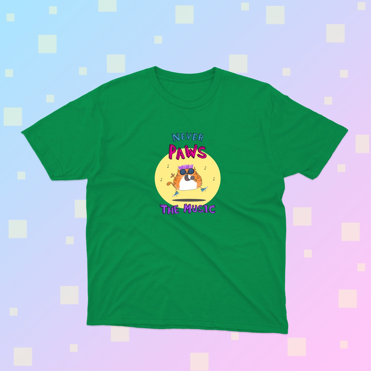 Funny Cat Pun Never Pause The Music classic t-shirt for pre-teens and teenagers