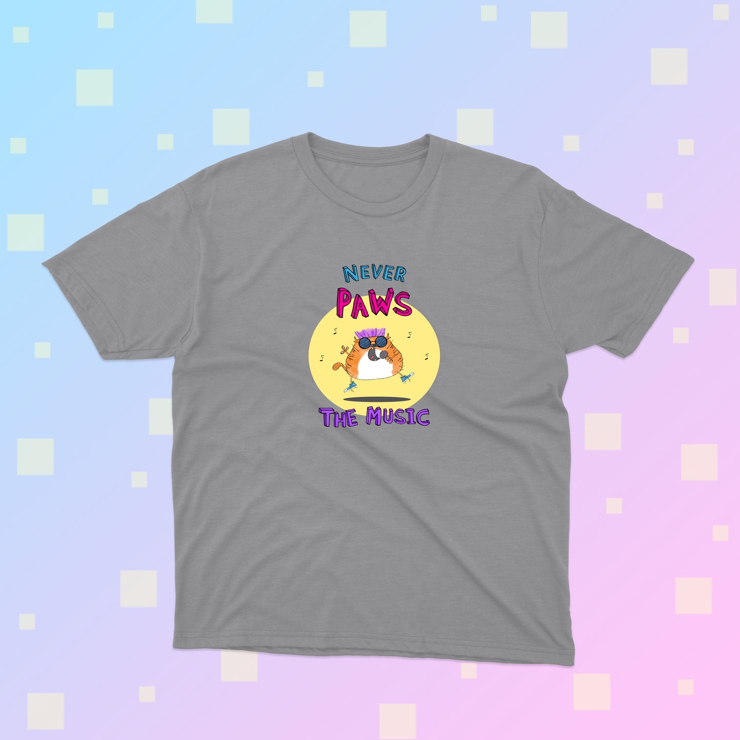 Funny Cat Pun Never Pause The Music classic t-shirt for pre-teens and teenagers
