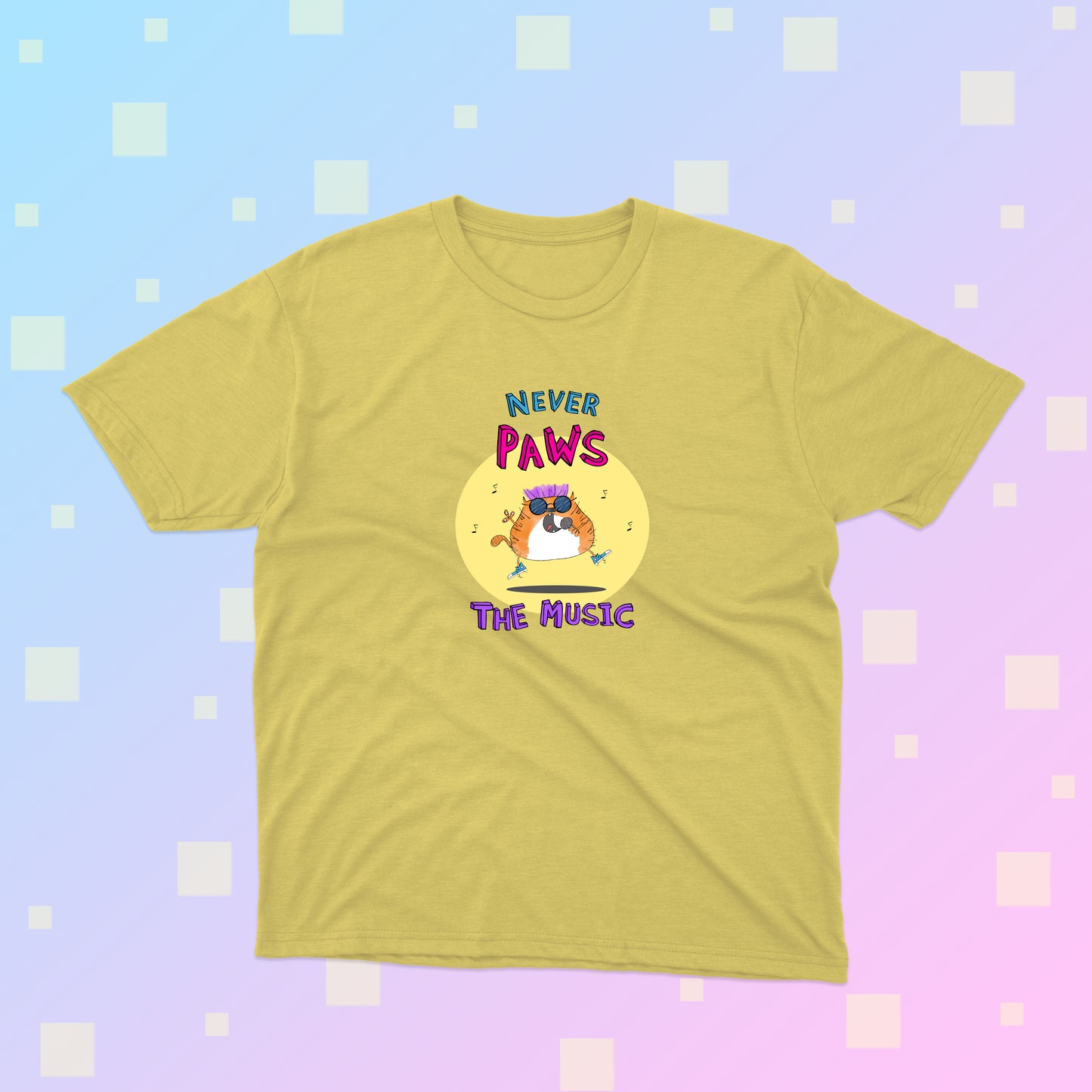 Funny Cat Pun Never Pause The Music classic t-shirt for pre-teens and teenagers