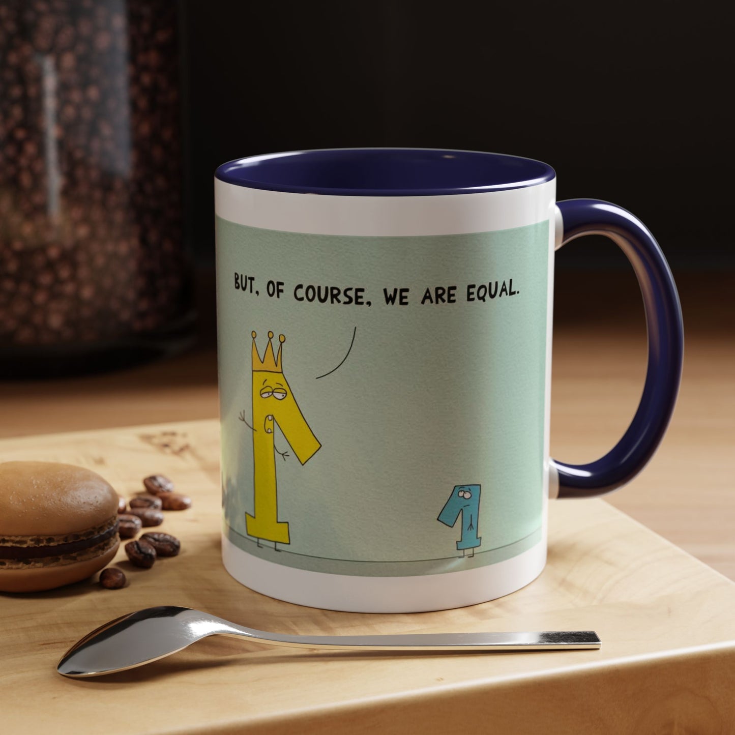 Pun Joke With  Economics 101 In Wealth Distribution and Taxes cartoon Accent Coffee Mug 11oz