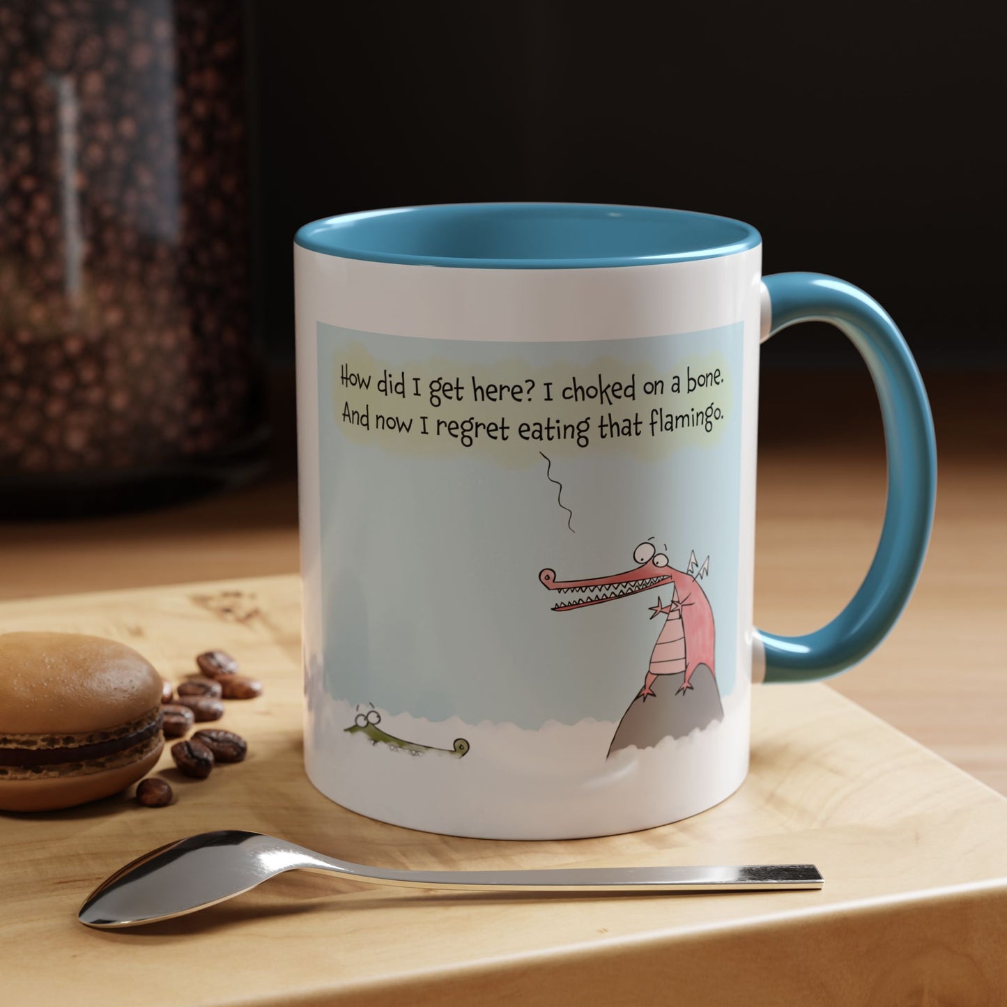 The Flamingo The Dinner And The Crocodiles In Heaven Joke Coffee Mug 11oz