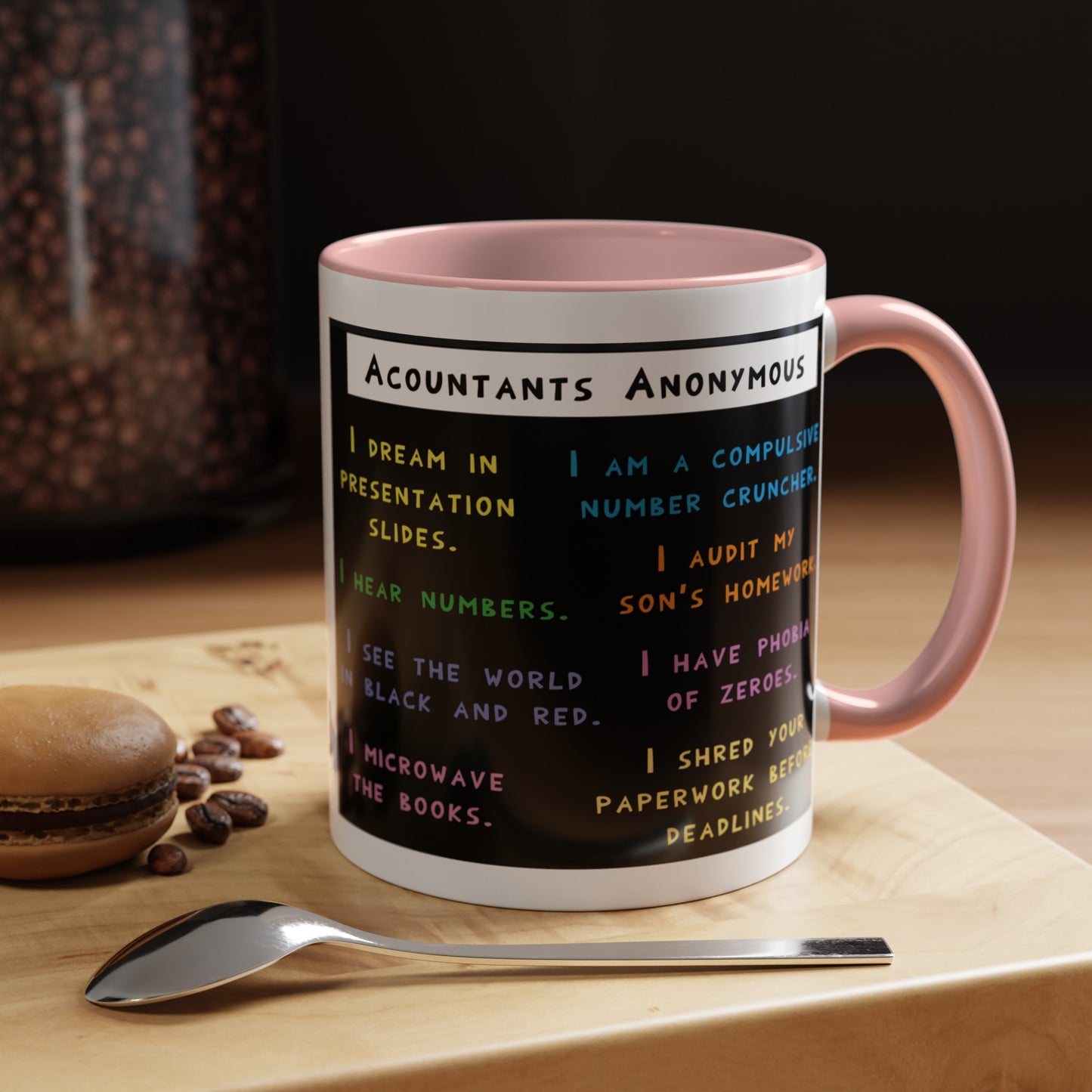 Funny Joke With Accountants And Boring Daily Meeting Reports Colorful Accent Coffee Mug 11oz and 15oz