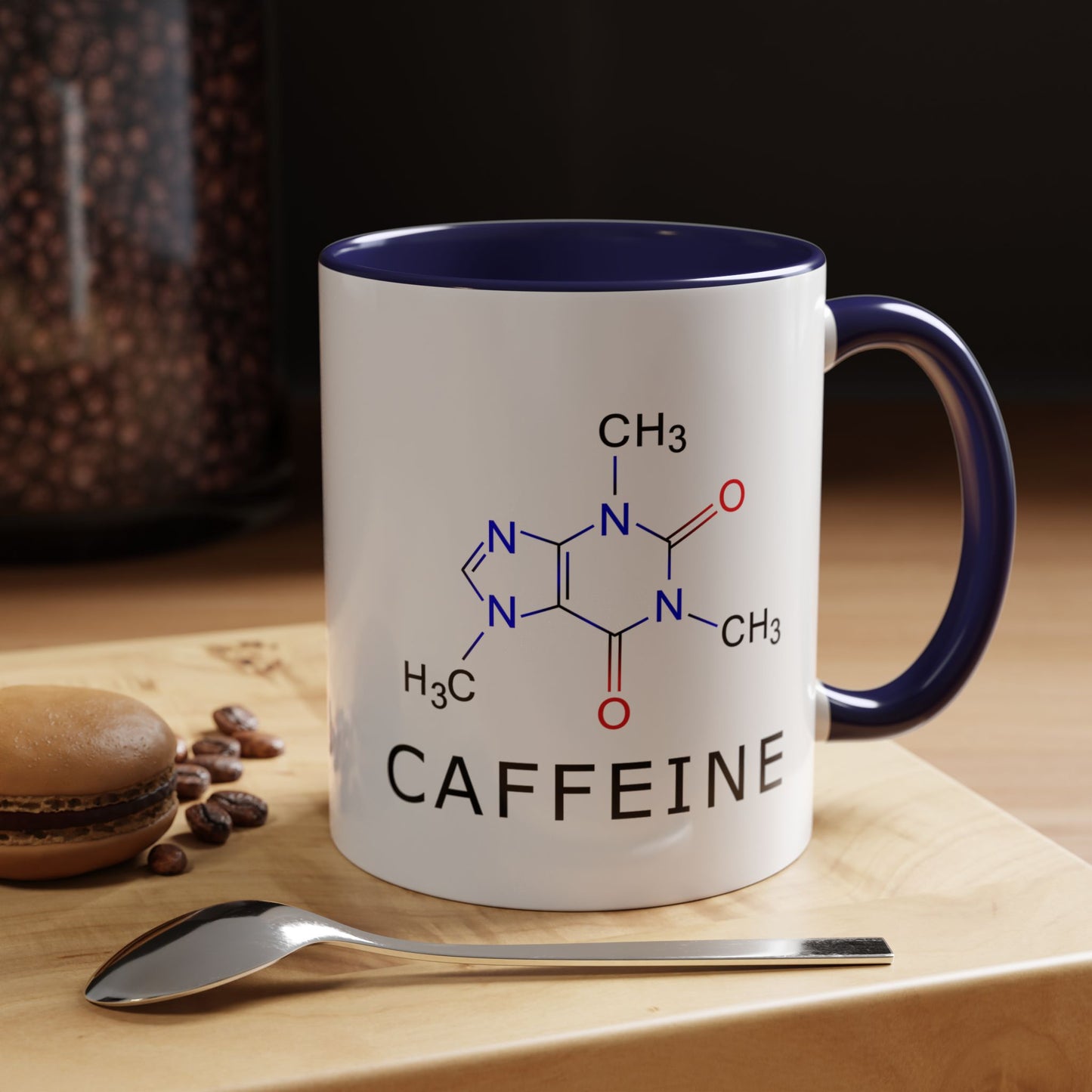 Caffeine! Caffeine! Caffeine Molecular Formula Black and White Accent Coffee Mug 11oz