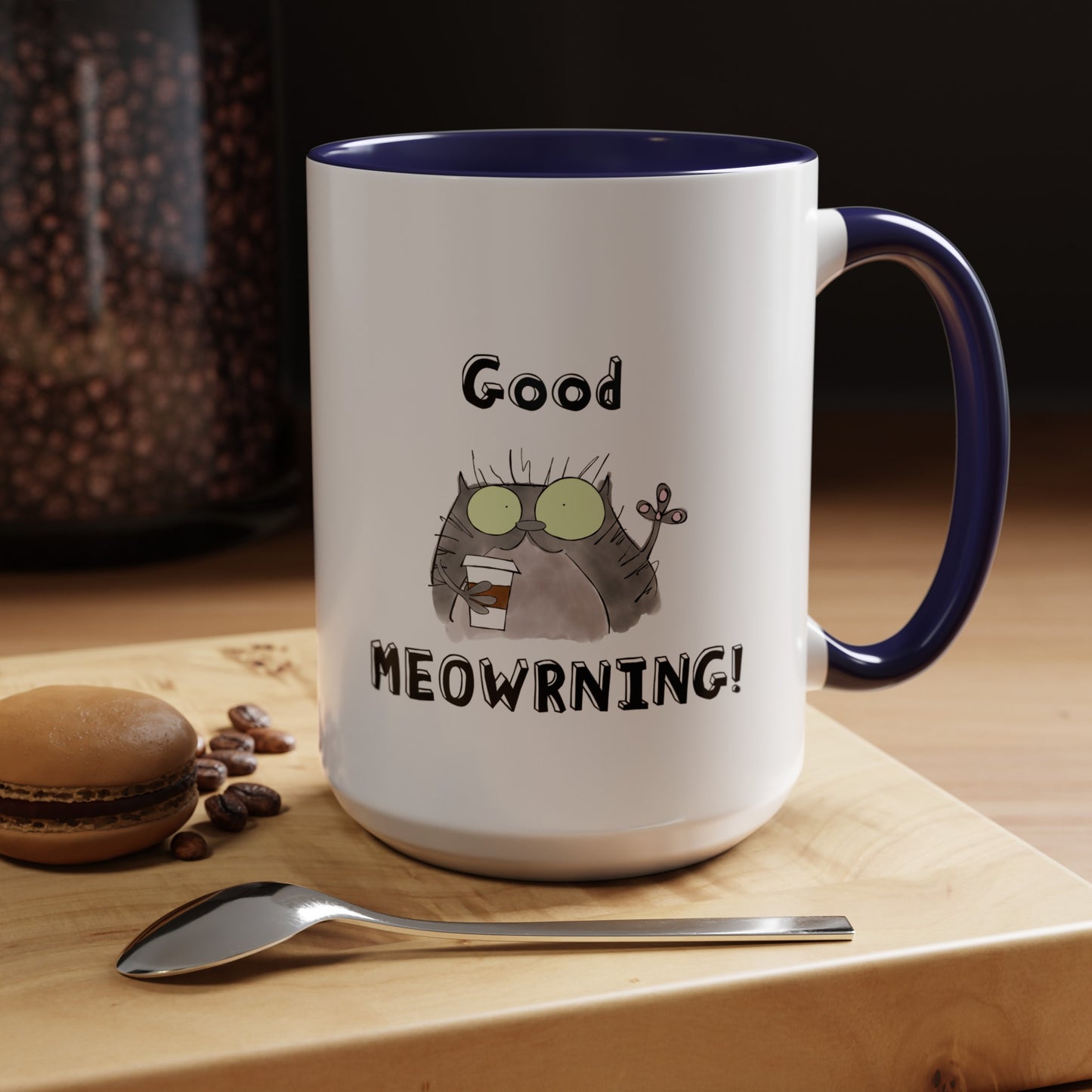 Coffee Mug For Cat Lovers Good Morning Pun With A Funny Cat Drinking Coffee From A Paper Cup (11, 15oz)