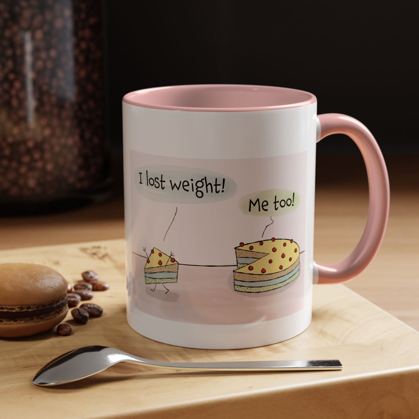 Funny Pun About Losing Weight And A Healthy Diet With Cake Accent Coffee Mug 11oz