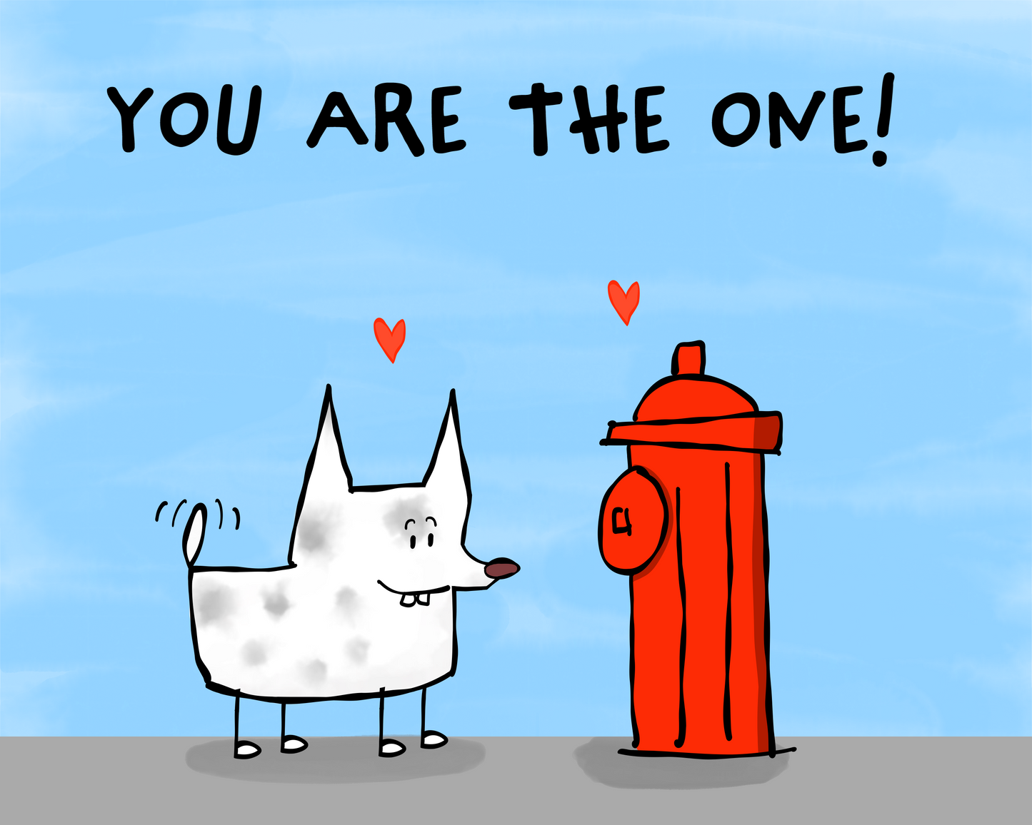 Funny White Dog Falling In Love With A Red Fire Hydrant You Are The Only One Colorful Accent Coffee Mug 11oz