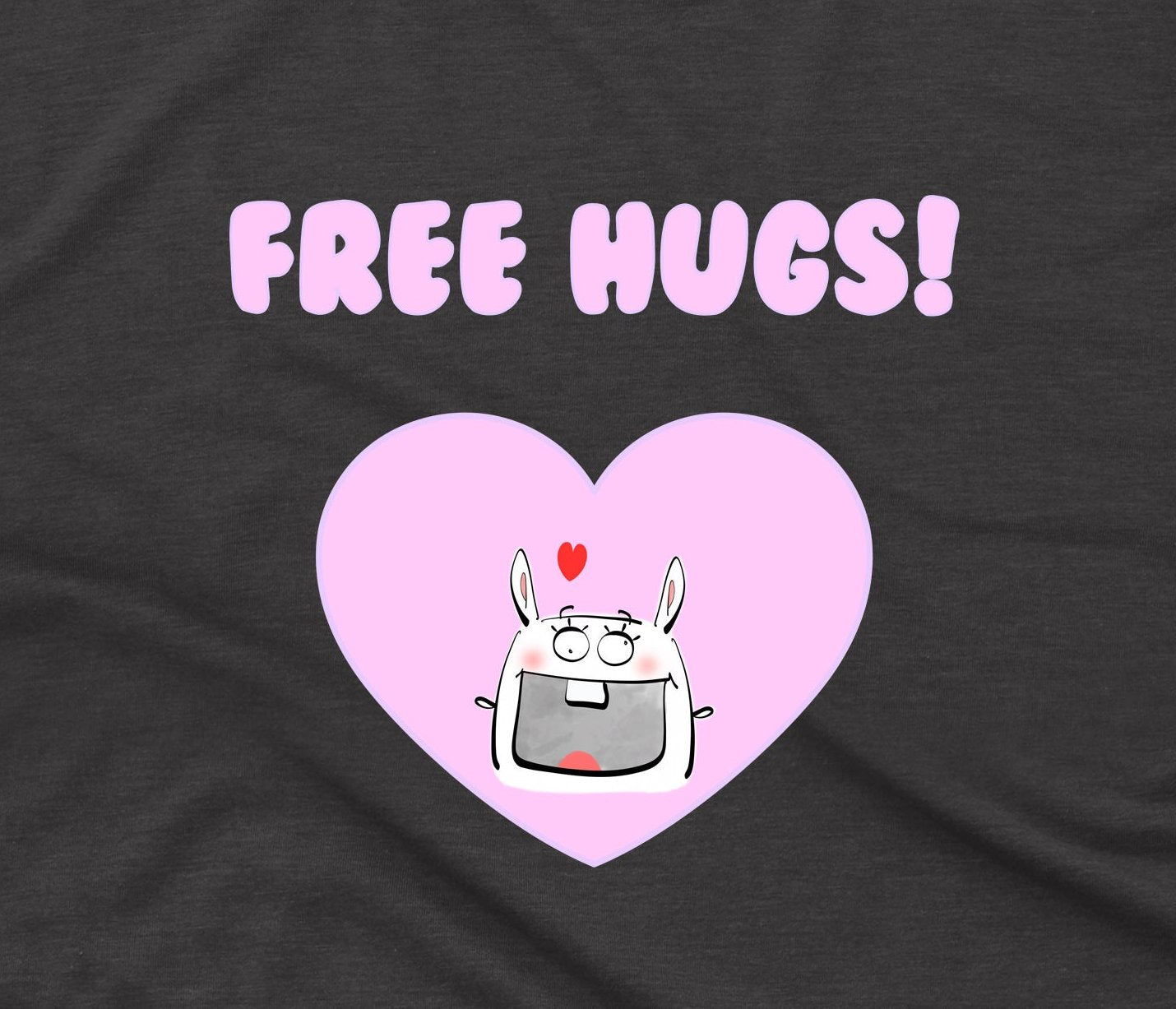 Funny White Bunny And Free Hugs With A Big Pink Heart T-shirt for Infant girls