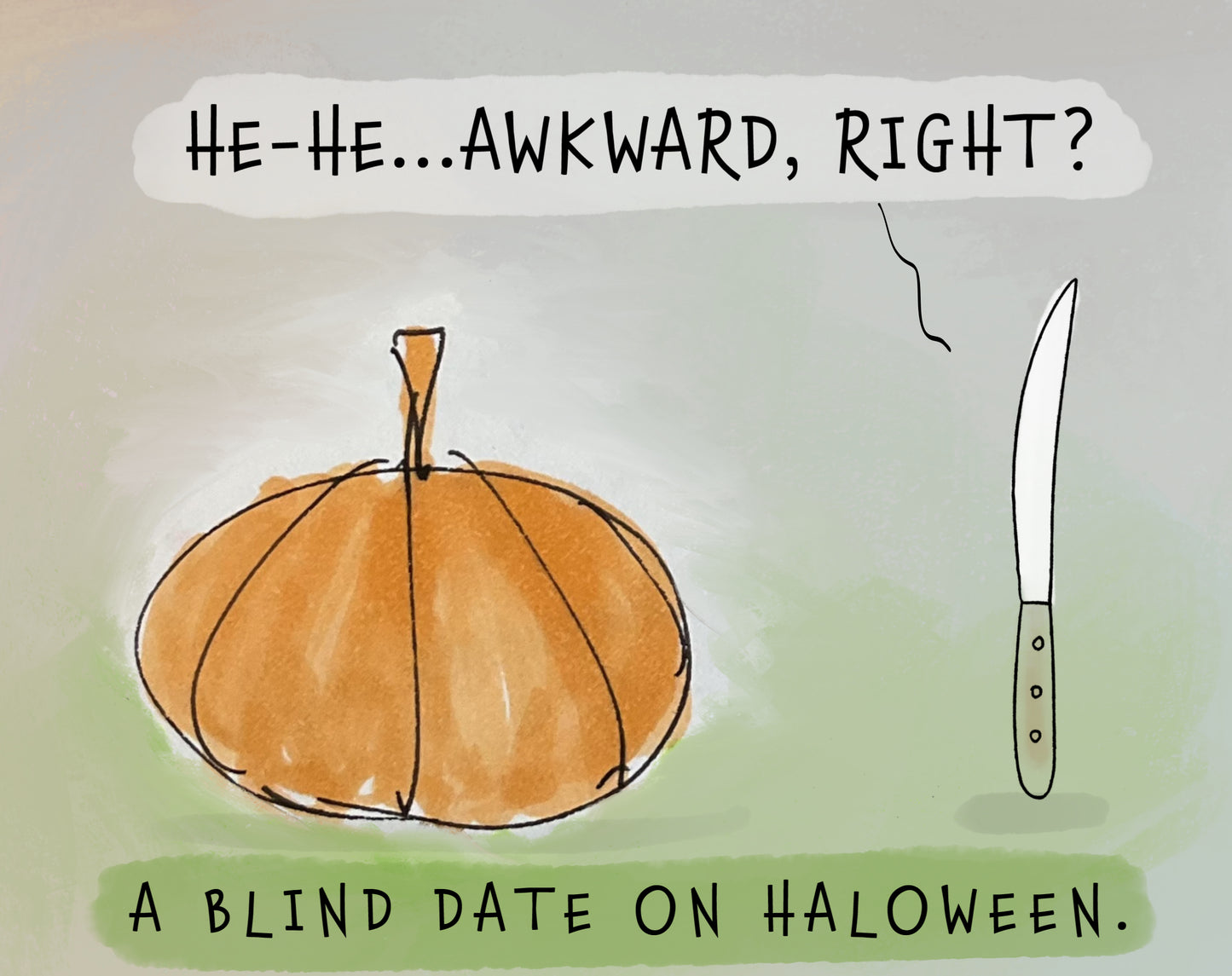 The Blind Date On Halloween Cartoon Watercolor And Ink Accent Coffee Mug 11oz and 15oz)