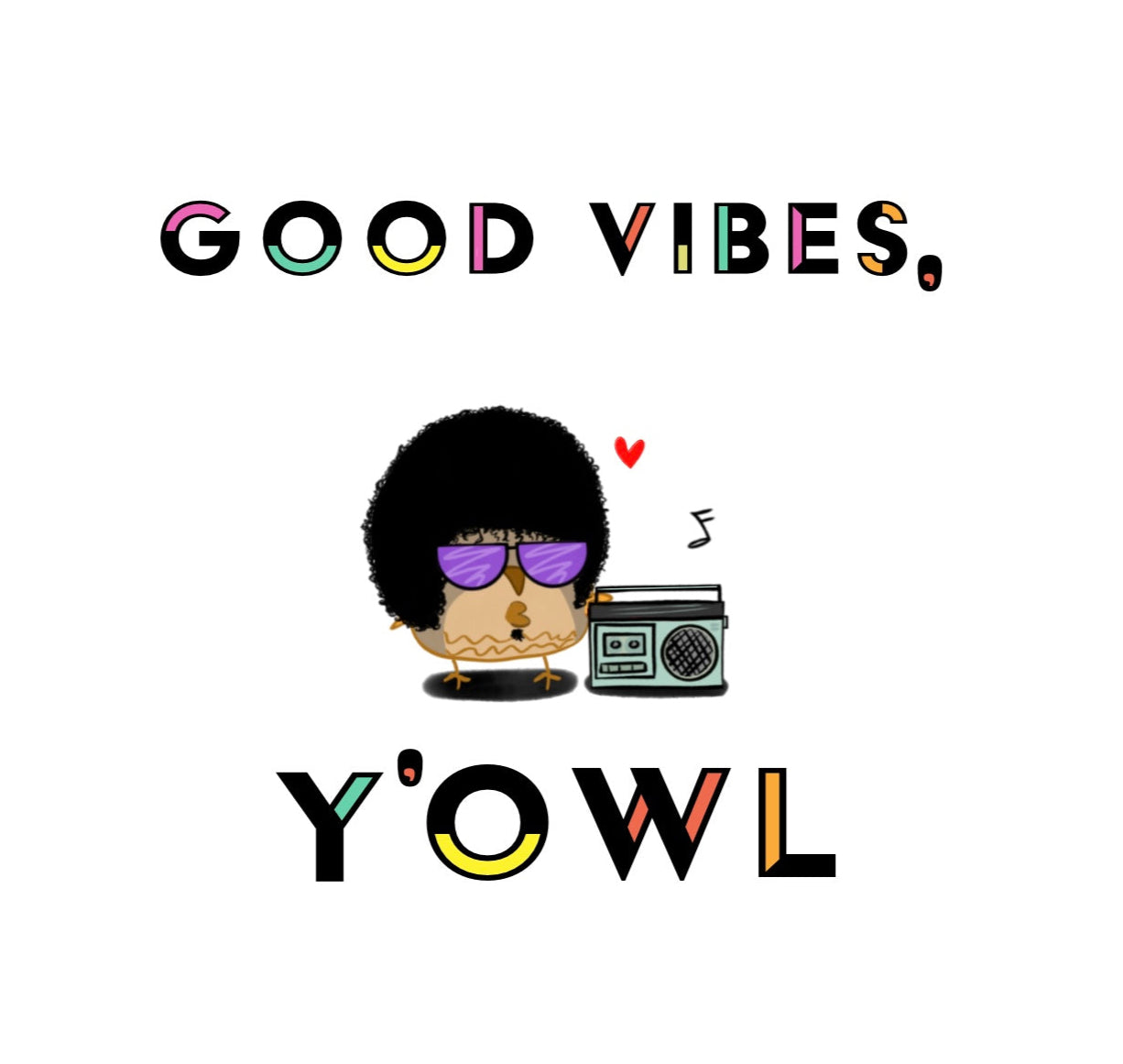 Funny Mug Good Vibes 70s and 80's Afro Style Owl With A Boombox Hip-Hop R&B Reggae Music For Dads