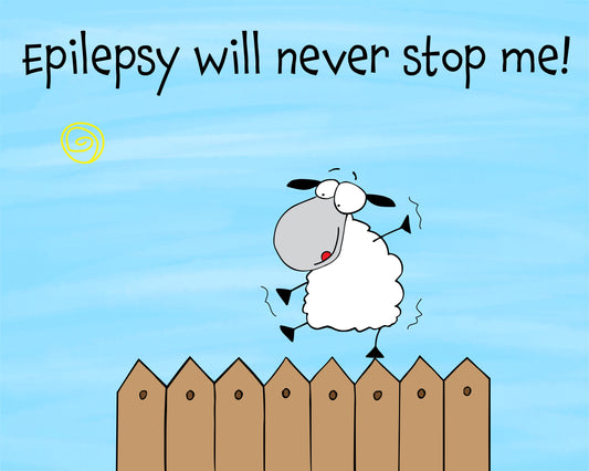 Epilepsy Awareness Campaign With A Cute Sheep Walking On A Fence fine art print