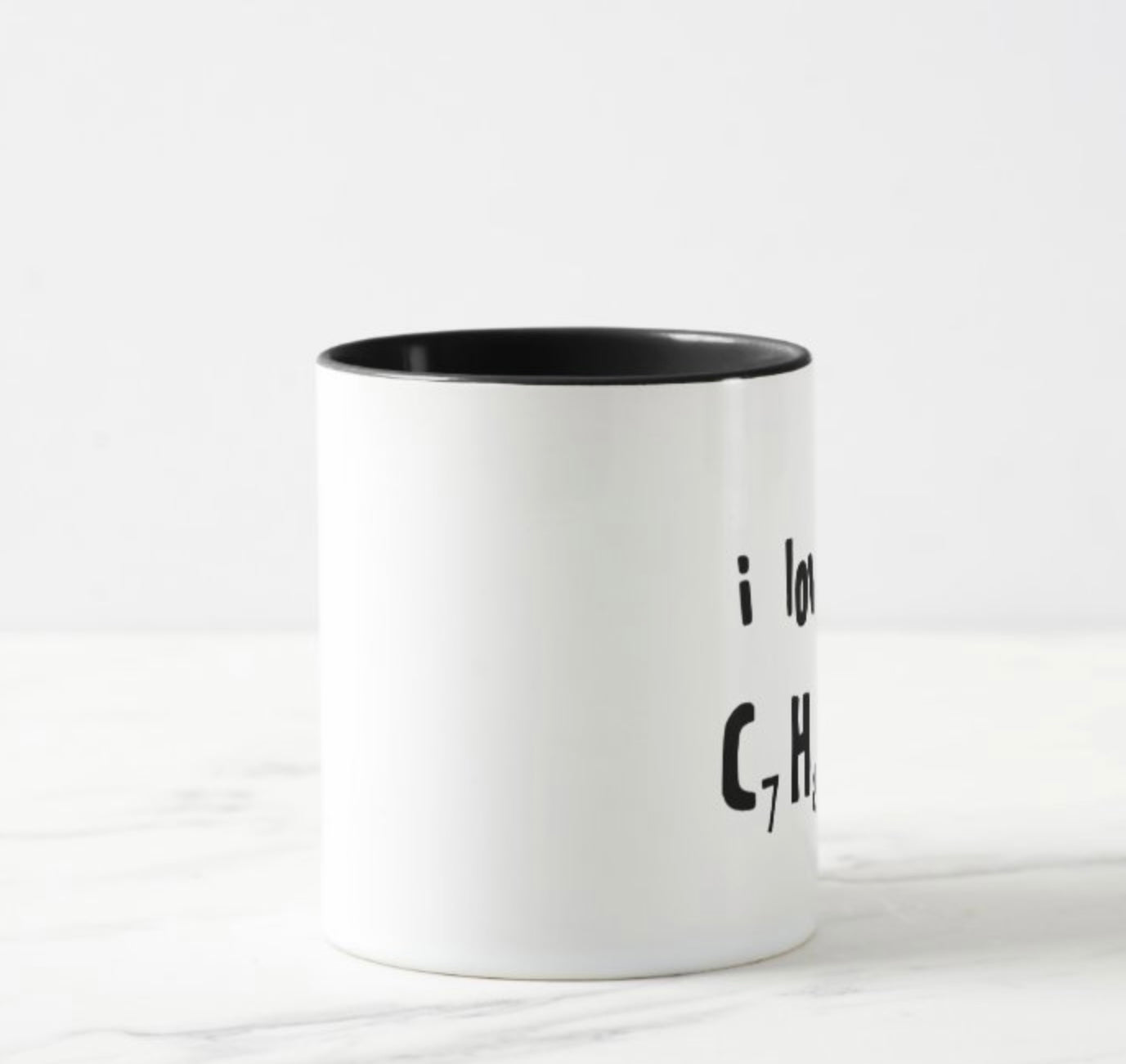 I Love Hot Chocolate funny mug with the molecular formula for chocolate 11oz