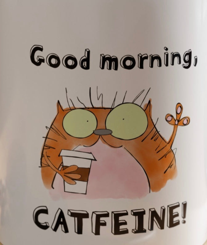 Cat Lovers Pun With A Funny Orange Feline Drinking Starbucks Coffee 11oz and 15oz Accented Mug