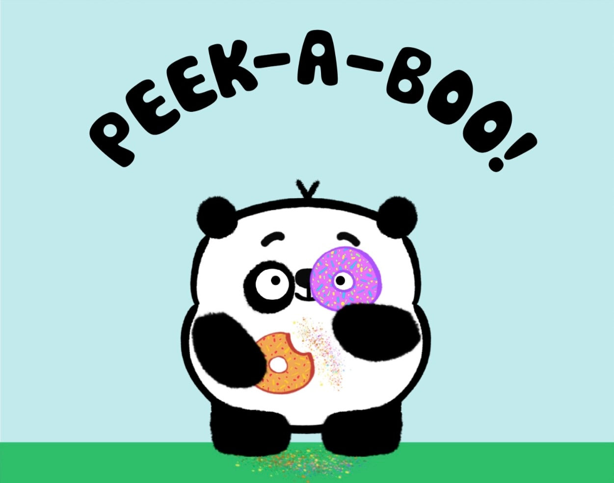 The Cutest Panda Holding Colorful Doughnuts Playing A Peek-A-Boo Game fine art print