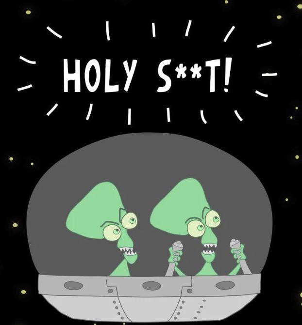 Joke With Two Aliens And A Toilet Seat Floating In Space The Holy Shit Funny Dad cartoon print