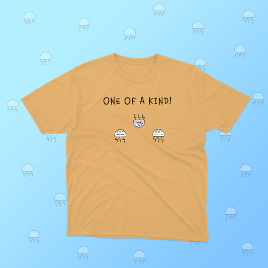 One Of A Kind Illustration With Funny Jellyfish Joke And Life On The Beach soft cotton t-shirt for boys