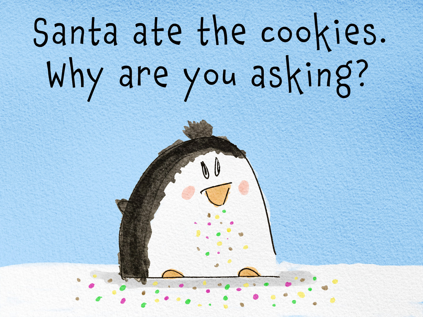 Christmas Holiday Season Coffee Mug With A Funny Penguin and Santa's cookies 11 oz and 15 oz