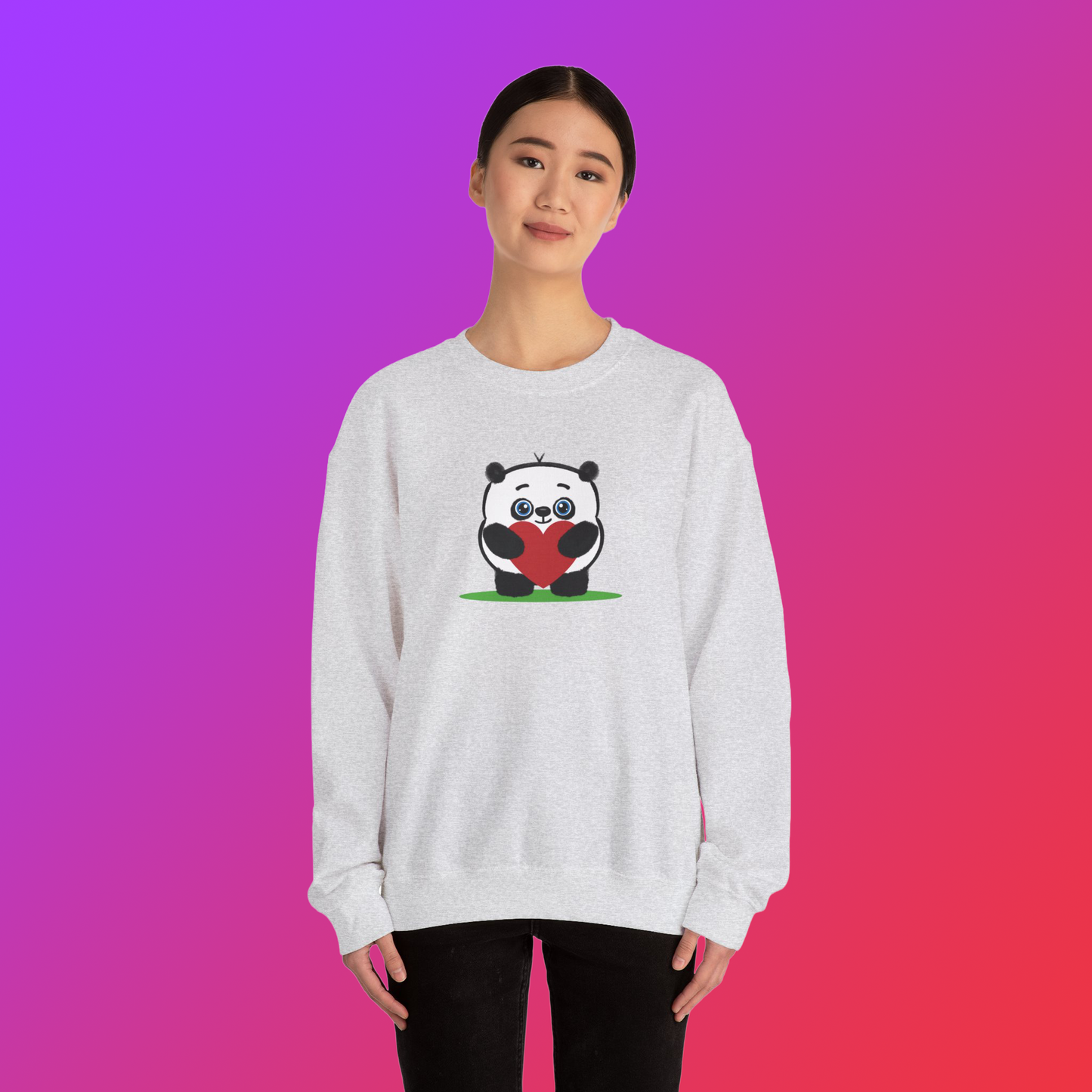 Panda Holding Heart Sweatshirt – Cute Valentine’s Day Cozy Crewneck