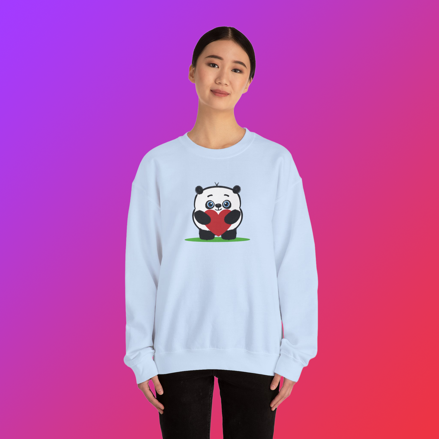Panda Holding Heart Sweatshirt – Cute Valentine’s Day Cozy Crewneck