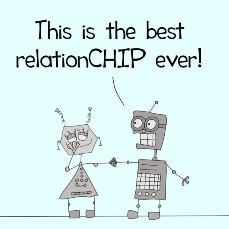 This Is The Best Relationship Ever With Funny  Robots Falling In Love Pun Joke accented mug 11oz