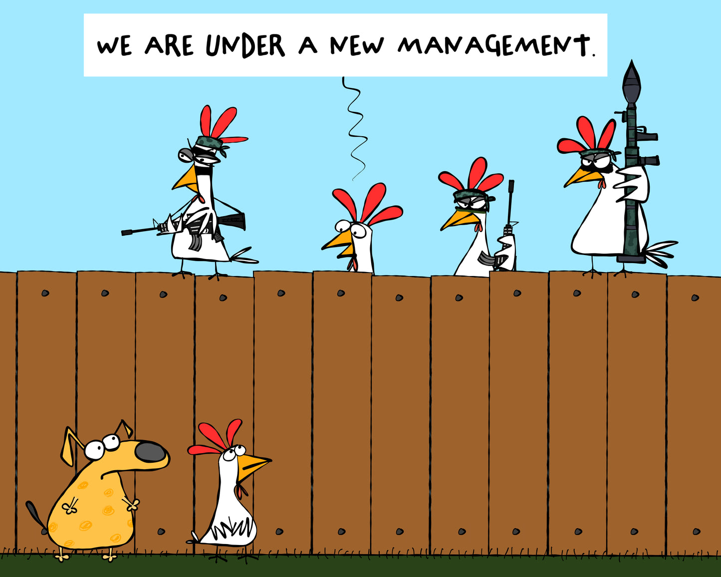 Hostile Corporate Takeover By The Militant Roosters Business Under A New Management cartoon print