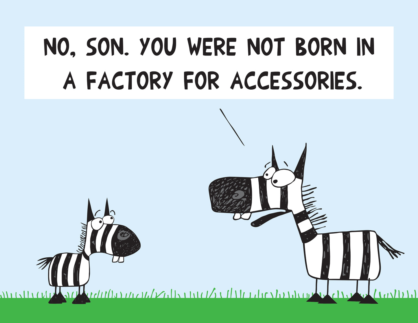 Zebra Father And Son Funny Joke About Adidas And Black And White Stripes cartoon print