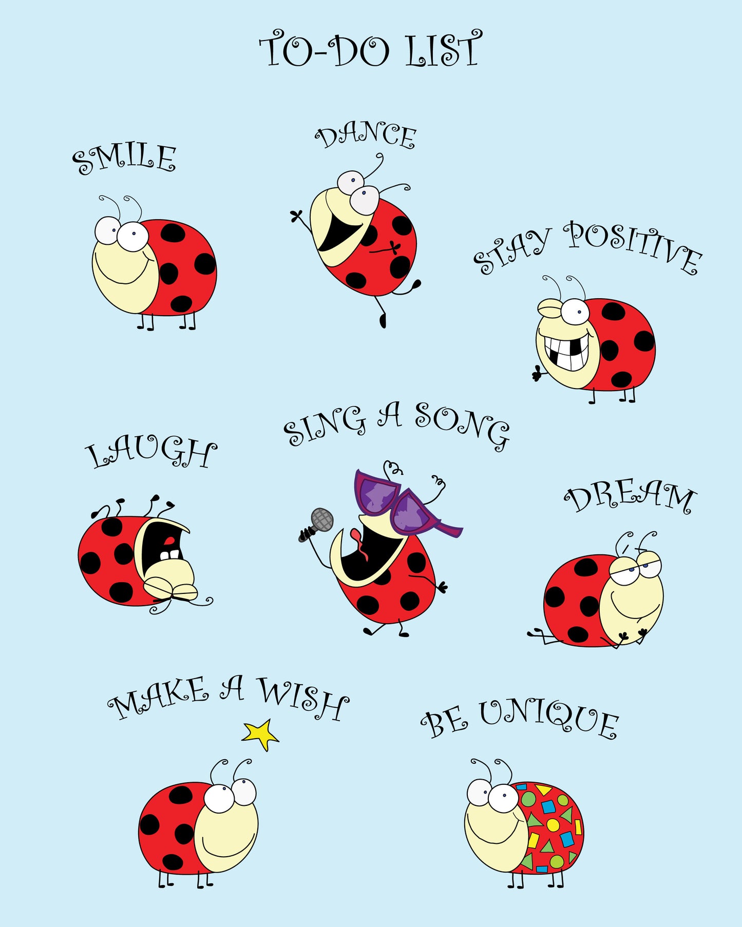 Mug  With Funny Ladybug And To-Do List And Positive Messages Accent Coffee Mug 11 and 15oz