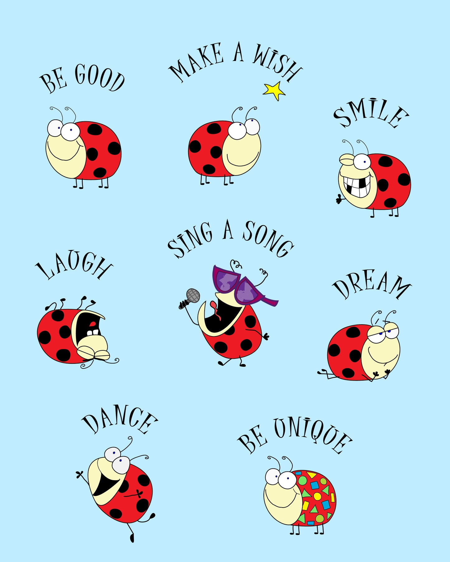 Funny Inspirational To-do List With Cute Ladybugs Dance Dream And Laugh For Girls And Pre-teen Room